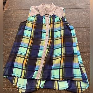 Cute Women’s Blue Plaid Summer Top